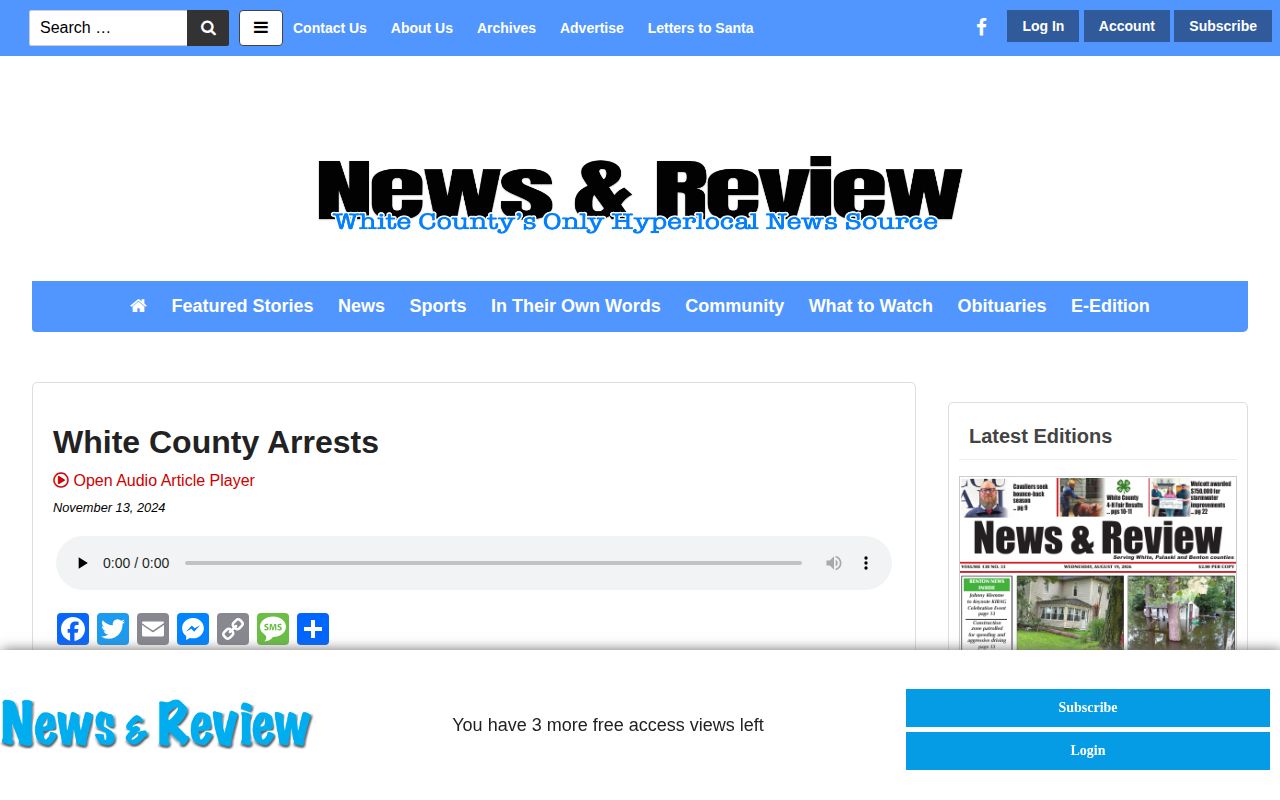 White County local news arrest log record example